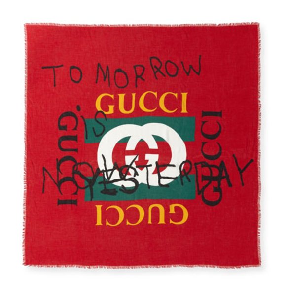 Gucci "Tomorrow" Scarf by Coco Capitan in Red - Picture 1 of 5